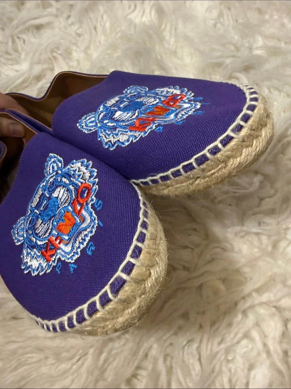 KENZO Espadrilles Purple Tiger-Embroidered Espadrille Slip-Ons size 39 or 9